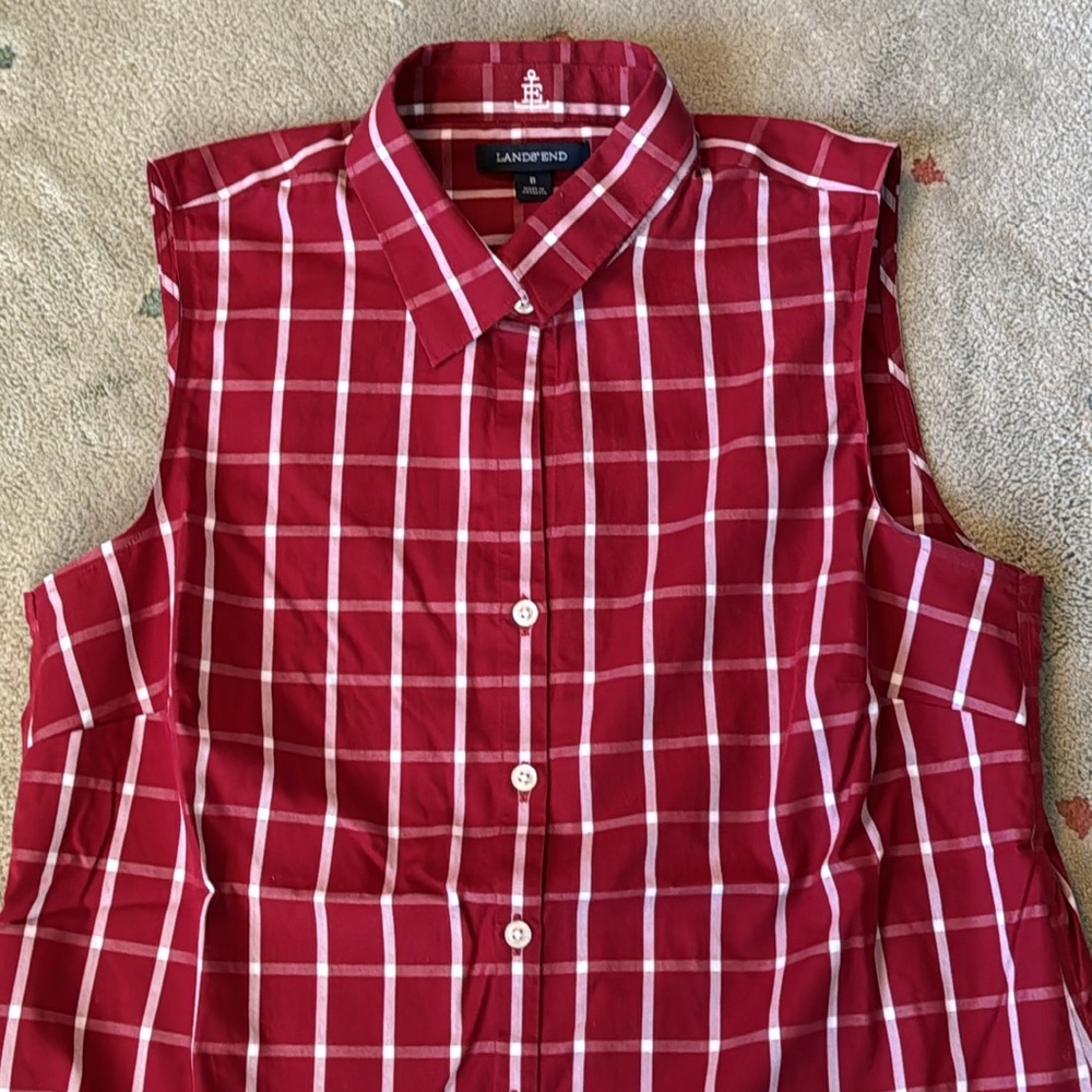 LANDS’ END Red Sleeveless Top SZ8 - Picture 2 of 5